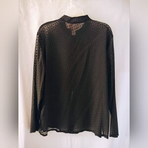 "Nightlights" Black Sheer Button-Up Blouse